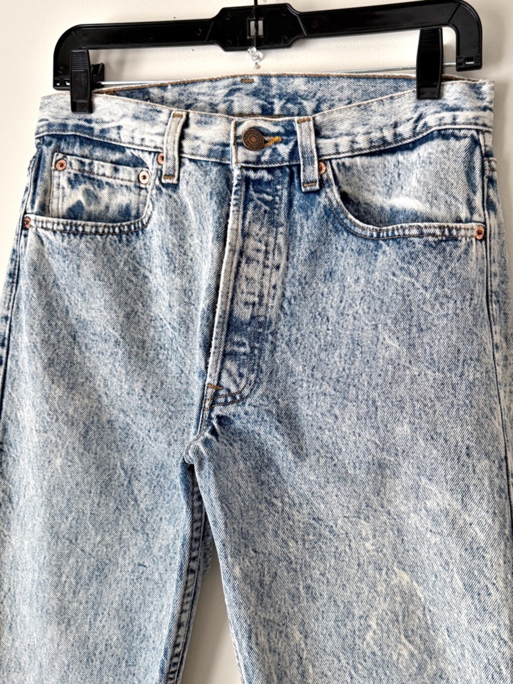 VTG 90s Levi's 501 Acid Wash Jeans Straight Leg High Rise Button Fly USA Sz 31 - Picture 3 of 16
